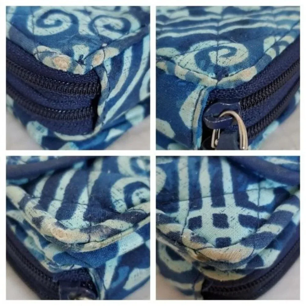 Vera Bradley Wallet Clutch Wristlet Zip Around Blue Cuban Tiles Women's Woman's - Picture 8 of 16